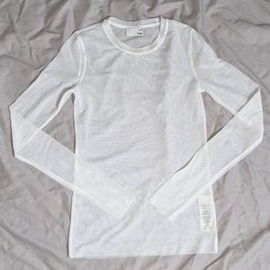 Aritzia Mesh Long Sleeve Shirt White